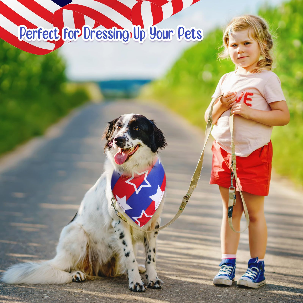 Chunful 100 Pcs 4th of July Dog Bandana Bulk Patriotic Dog Bandana American Flag Scarf Triangle Bibs Washable Puppy Kerchief Adjustable Grooming Supplies for Small Medium Large Dog Cat Accessory