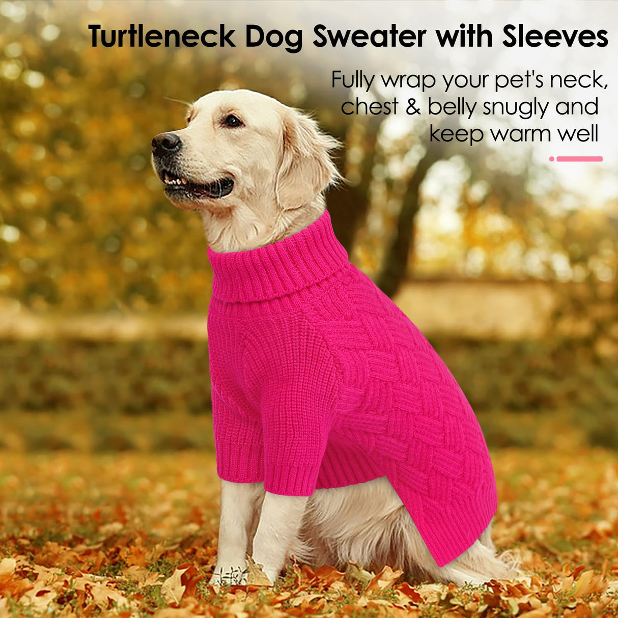 AOFITEE Dog Sweater, Dog Sweaters for Medium Dogs Girl, Warm Dogs Christmas Sweater, Winter Medium Pet Sweaters Female Male, Turtleneck Knitwear for French Bulldog, Boston Terrier (Rose Red, M)