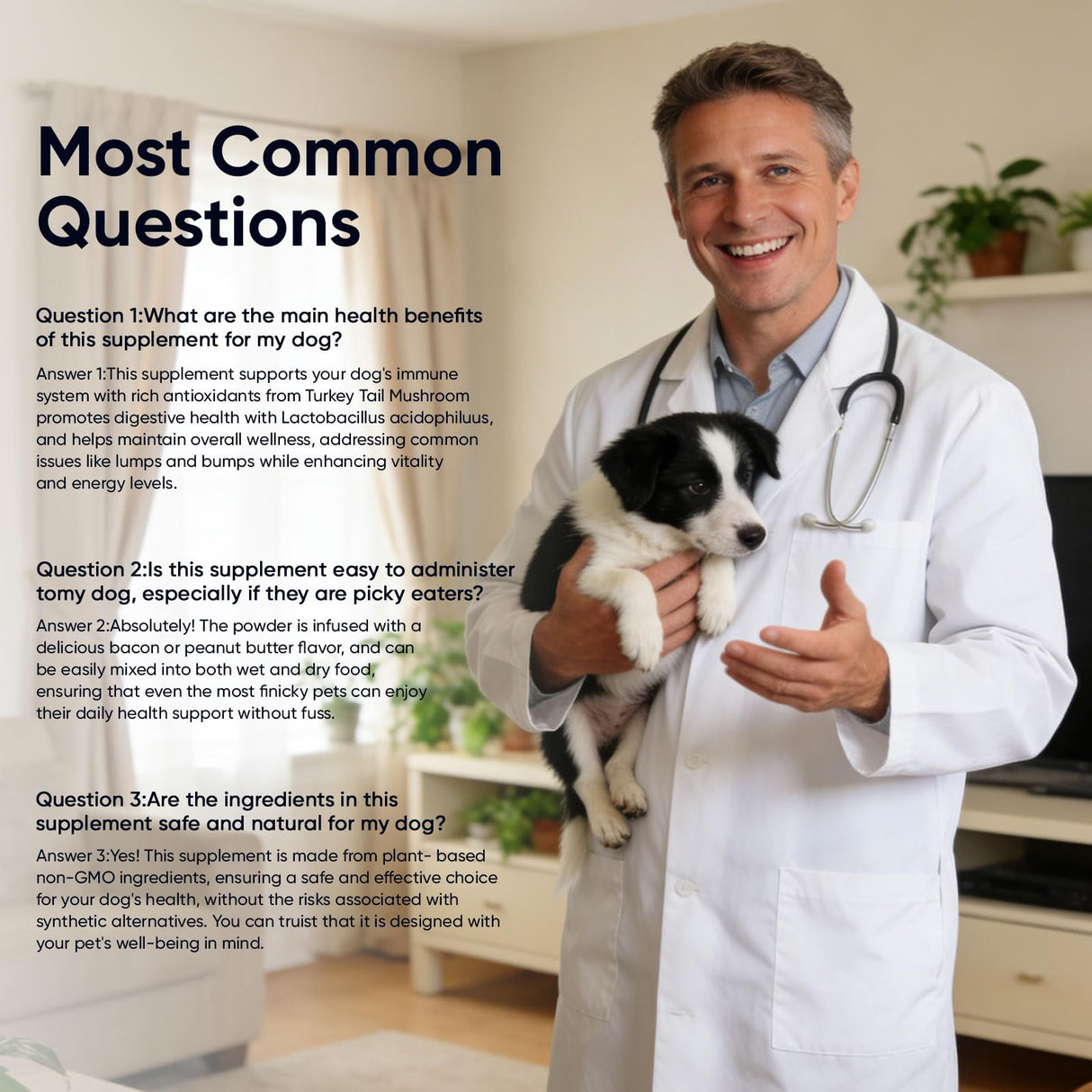 PuppyLabCo Turkey Tail Mushroom for Dogs - Puppylabco Turkey Tail for Gut & Immune Supports, 100 Scoops | Bacon Flavor | Probiotics 100g (1)