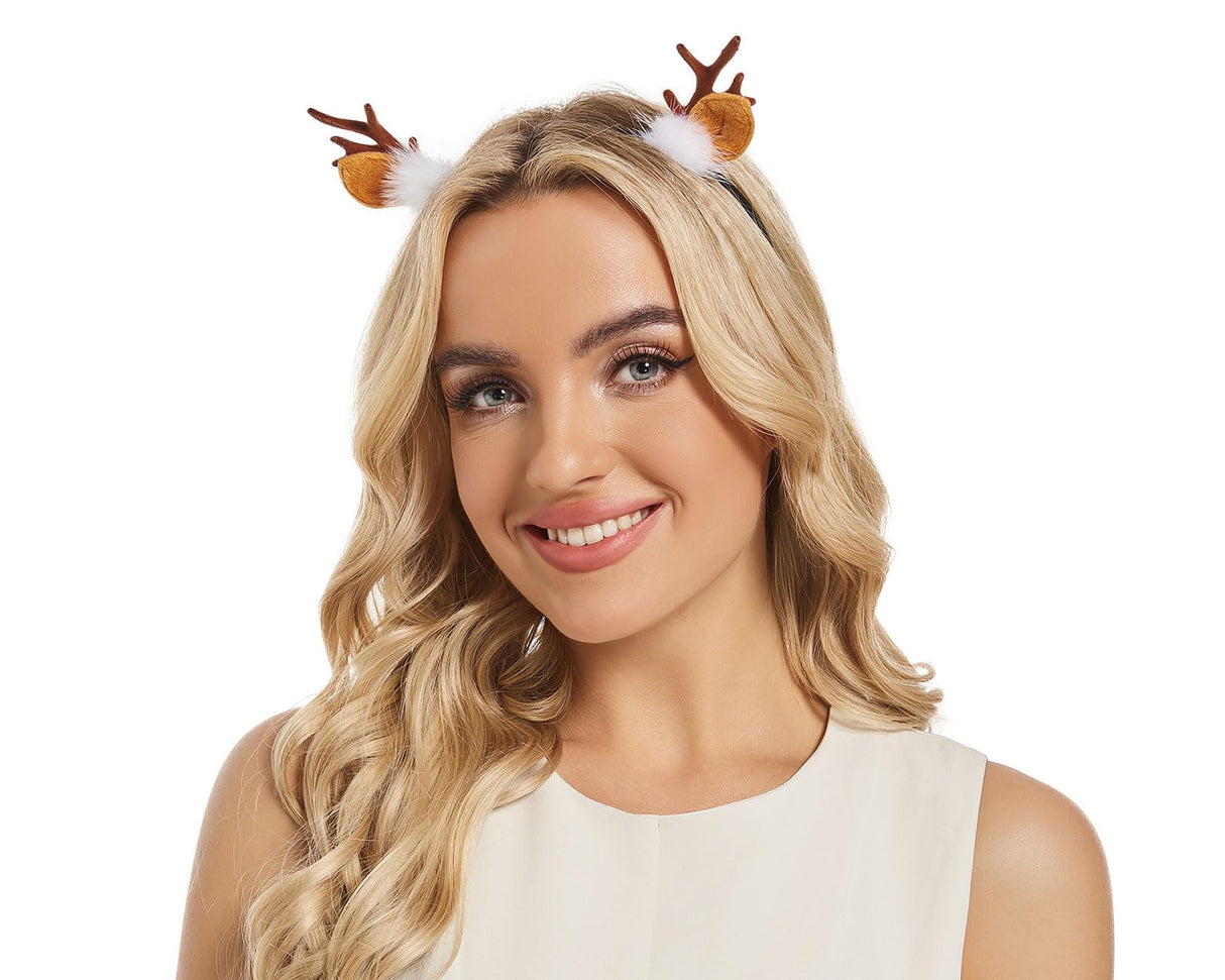 DS. DISTINCTIVE STYLE Deer Antler Headband Reindeer Fawn Horn Hair Accessories for Christmas