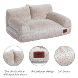 Hollypet Fluffy Dog Cat Bed Pet Couch Beds Plush Soft Warming Washable Puppy Bed for Small Medium Dogs and Large Cats, Leopard, 24" L x 18" W x 10" Th
