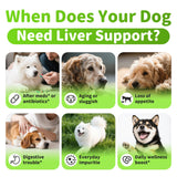 POPPAW Dog Liver Support Chews - with Milk Thistle (Silybum), Same & NAC - Liver Supplement for Metabolic - Detox - Gut & Immune Health - Beef Flavor, 90 Soft Chews