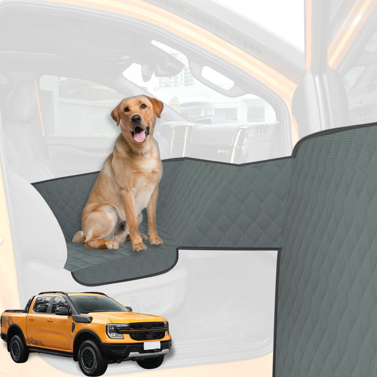 RUIANTE Front Seat Dog Car Seat Cover,Waterproof & Scratch-Resistant,Non-Slip & Stable,Universal Dog Car Seat Protector for Pickup Trucks,Pet Travel(Upgraded Version, Dark Green)