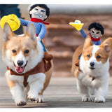 NACOCO Cowboy Rider Dog Costume for Dogs Clothes Knight Style with Doll and Hat for Halloween Day Pet Costume (L)