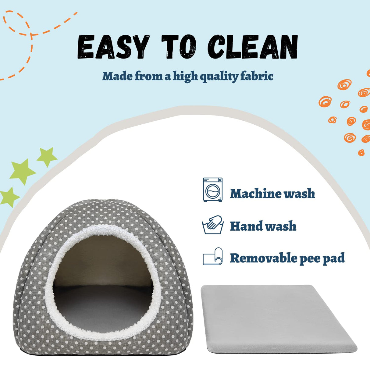 Tierecare Rabbit Hideout Large Bunny Bed Washable Rabbit House and Hideout Fleece Guinea Pig Hiding Hut for Indoor Bunnies Small Animal Hideaway