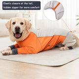 Dog Full Body Winter Coat, Waterproof Fleece Jacket for Small Medium Large Dogs Reflective Snowsuit with Zipper for Outdoor Skating (Orange, 3XL(Weight 33-53 lbs))