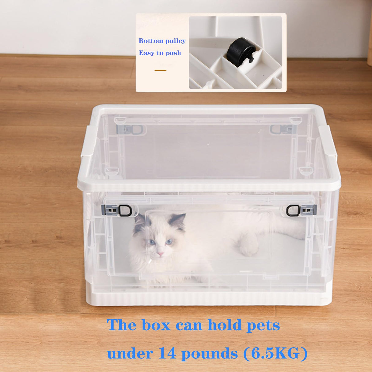 Cat Drying Box | Anti-Hair Flying | Transparent Foldable Pet Drying Room | Drying Cage for Cat and Small Dogs | Without Hair Dryer (Transparent White, Medium)