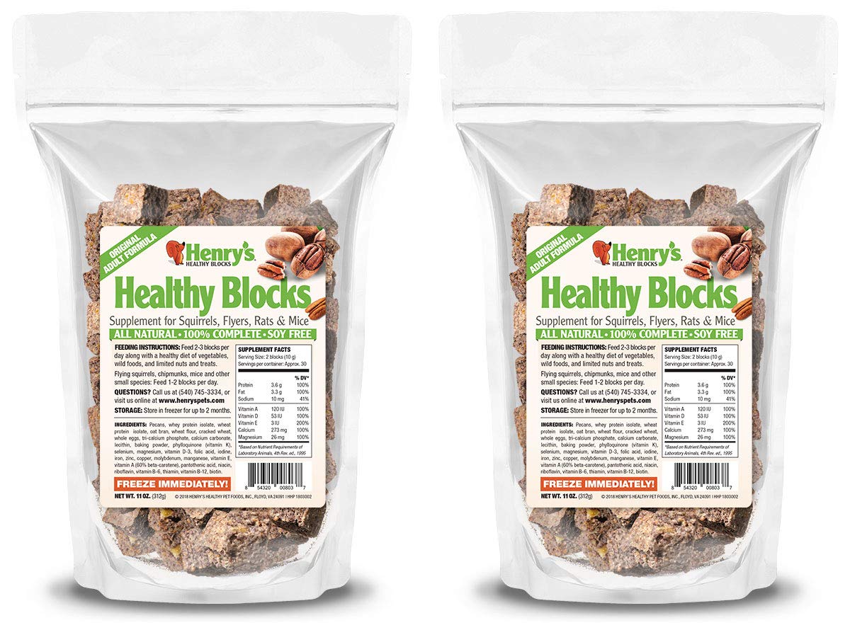 Henry's Healthy Blocks - Nutritionally Complete Rodent Blocks – Food for Squirrels, Flying Squirrels, and Chipmunks, 11 Ounces (2-Pack)