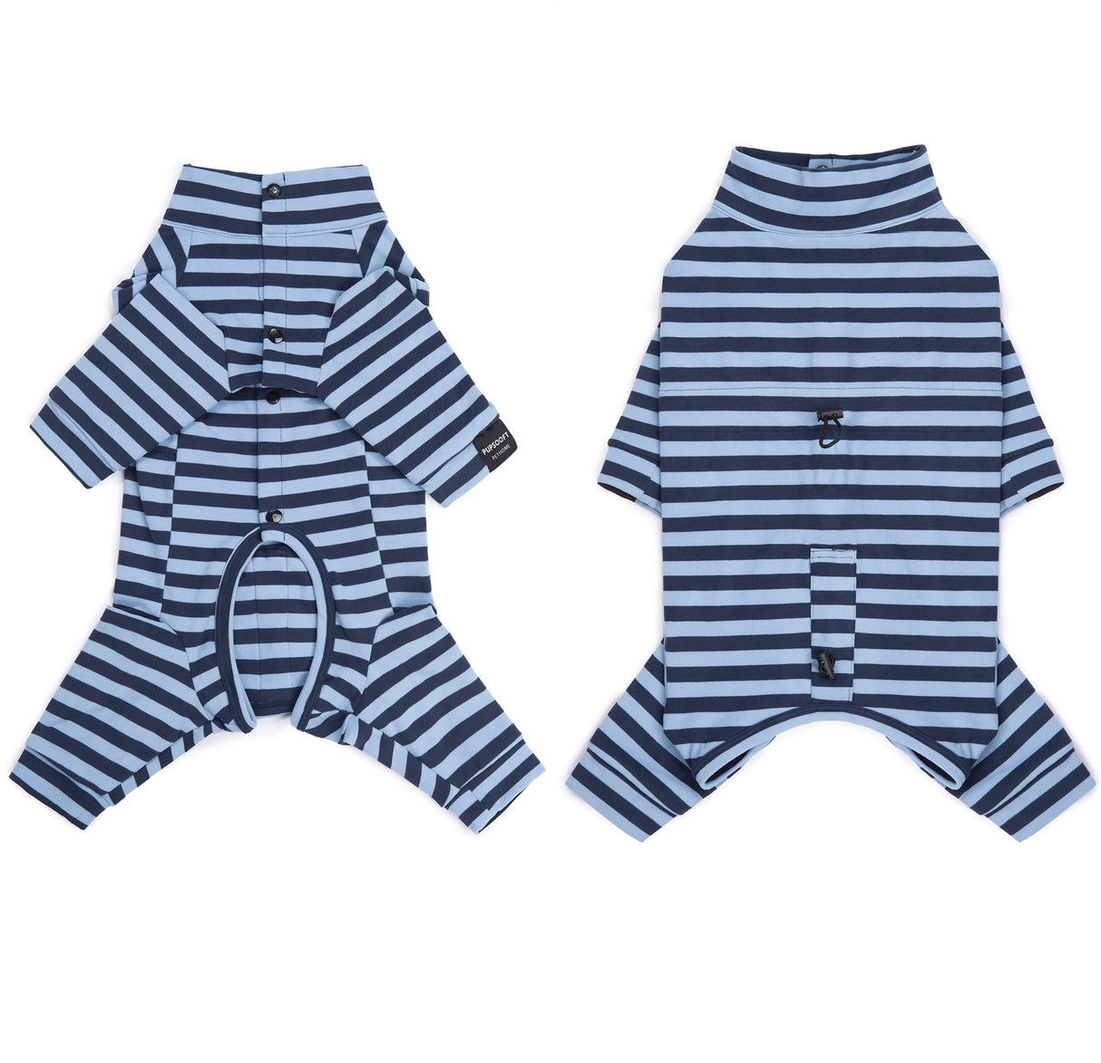 Dog Winter Warmer Fleece Onesie, Bodysuit for Small Medium Large Dogs, Stretchy Cold Weather Pet Warmer Jumpsuit Puppy Onesie Lightweight, Blue Stripe, 3X-Large