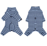 Dog Winter Warmer Fleece Onesie, Bodysuit for Small Medium Large Dogs, Stretchy Cold Weather Pet Warmer Jumpsuit Puppy Onesie Lightweight, Blue Stripe, 3X-Large