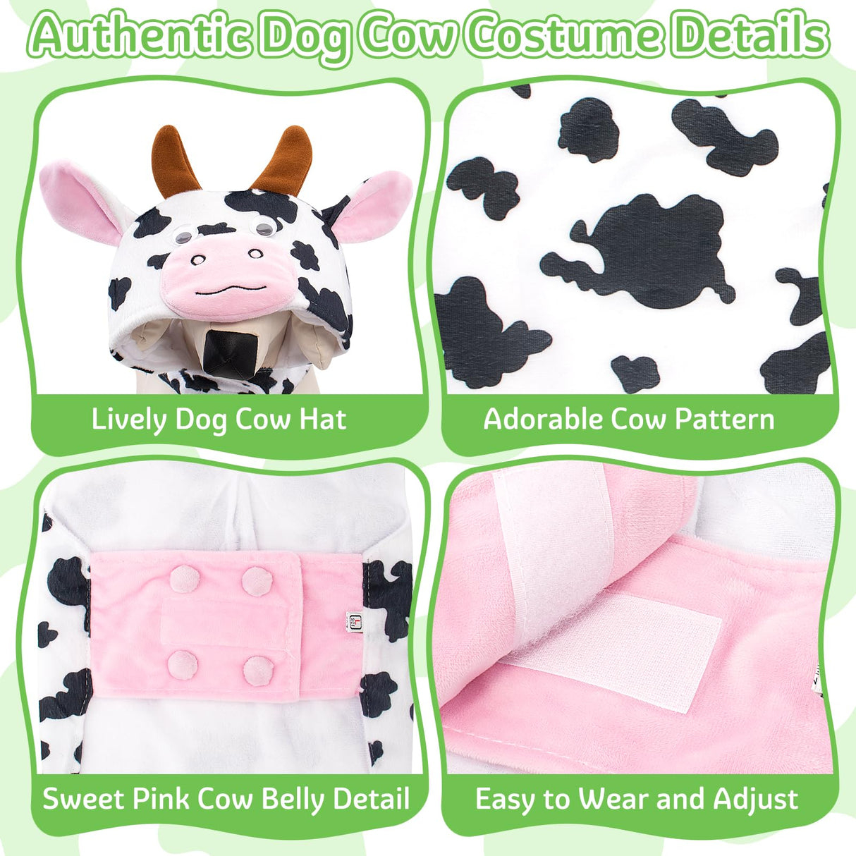 Cow Dog Costume Clothes, Dog Halloween Costumes for Small Medium Dogs, Funny Pet Costumes Milk Cows Outfit for French Bulldog Christmas Party Cosplay Puppy Cat Clothes Photo Dress up Accessories