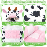 Cow Dog Costume Clothes, Dog Halloween Costumes for Small Medium Dogs, Funny Pet Costumes Milk Cows Outfit for French Bulldog Christmas Party Cosplay Puppy Cat Clothes Photo Dress up Accessories