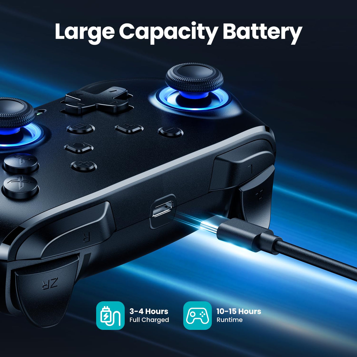 Switch Controller Wireless, Pro Controllers Compatible with Switch/Lite/OLED/PC, One-Key Pairing Gamepad with 9-Color RGB LEDs 1000mAh Battery 6-Axis Motion Wake Up Function