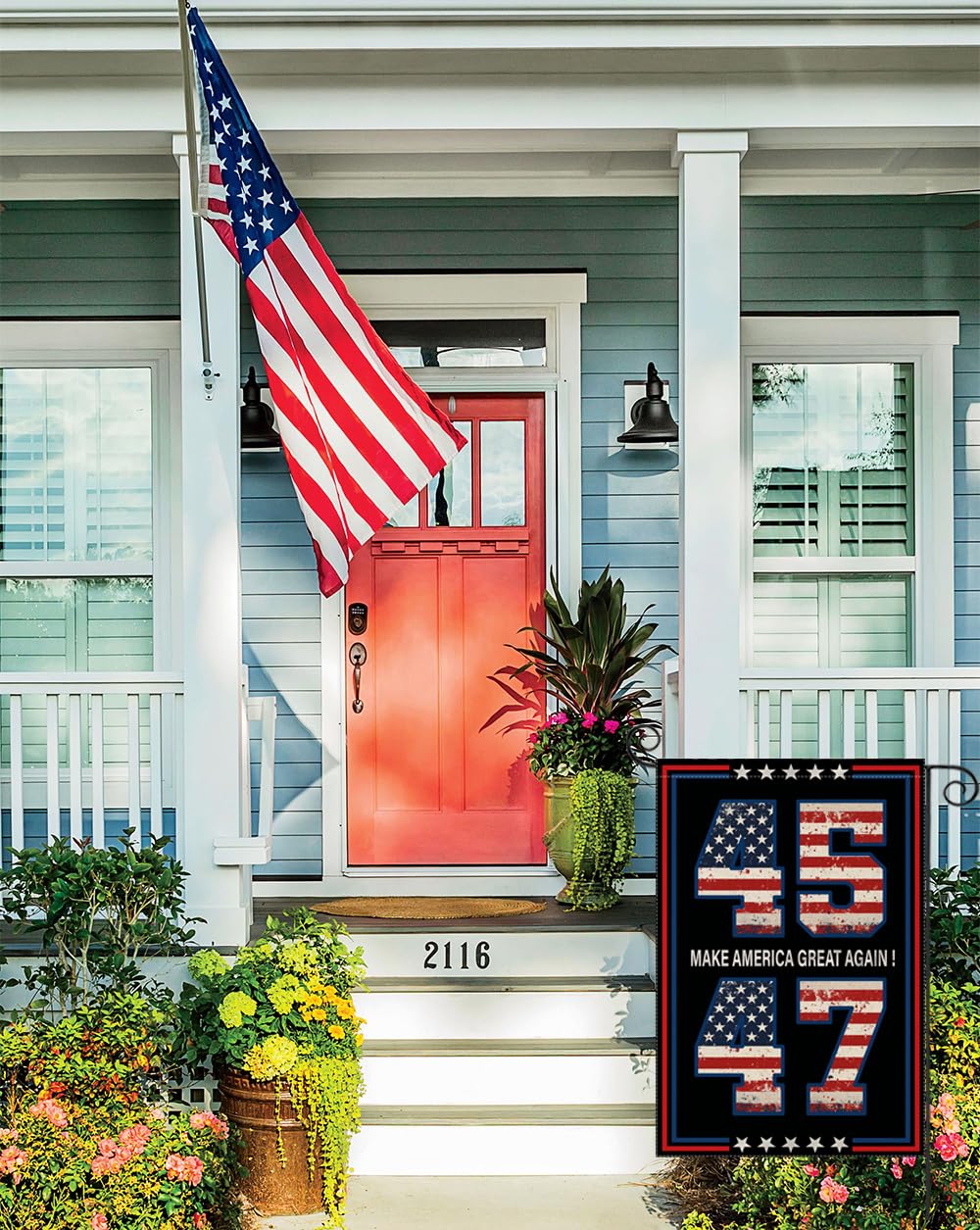 EKOREST Donald Trump 2024 Garden Flags for Outside, 45 47 Take America Back Yard Decoration,Small Outdoor Decor for American President Election,12x18 Inch Double Sided