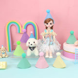 DRANSMIC 12pcs Mini Party Hats for Stuffed Animals, Macaron Hats for Dolls Dog Cat Rabbit Puppies Birthday Party Cone Hats Photo Prop