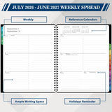 BooQool Planner 2026-2027 for Office, School, Home - Spiral Bound Academic Monthly Weekly Calendar July 2026 - June 2027 Organizer with To Do List, Tabs & PP Cover 8" x 10"