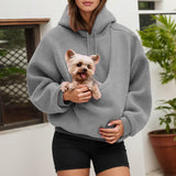 Dog Pouch Hoodie,pet care Hoodie Pet Carrier Sweatshirt With Dog Pouch Large Pocket Fleece Oversized Long Sleeve Pullover Animal Puppy Kitten Dogs Holder Light Gray,Xxl