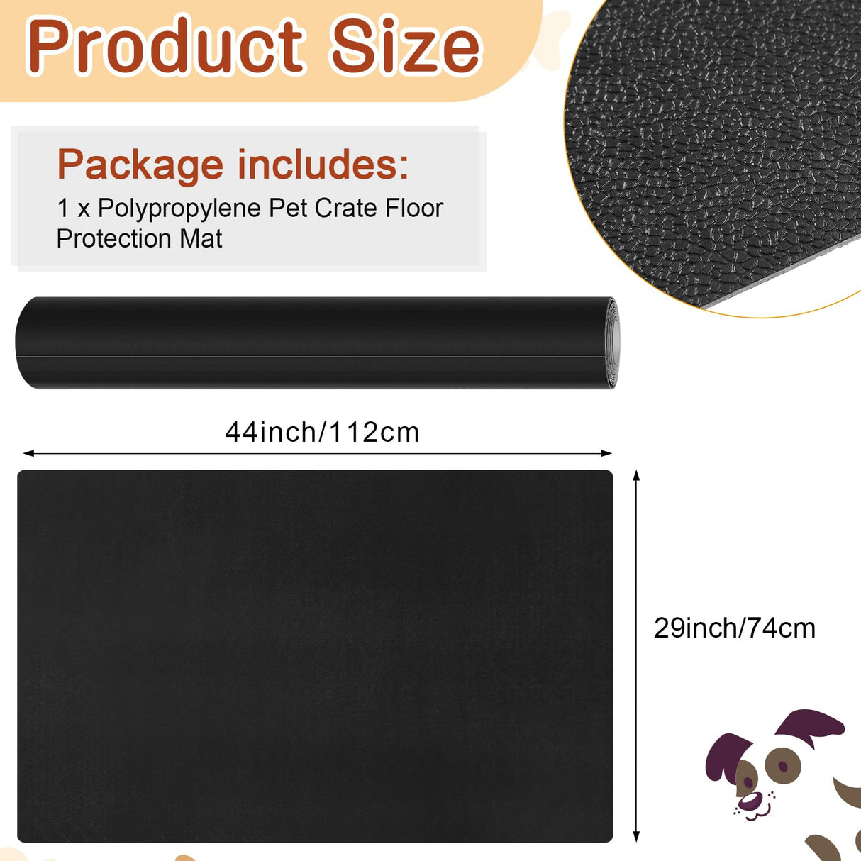 Drydiet PVC Pet Crate Floor Protection Mat 29" X 44" XXL Washable Floor Covering Reusable Waterproof Non Slip Rug Whelping Pad for Pet