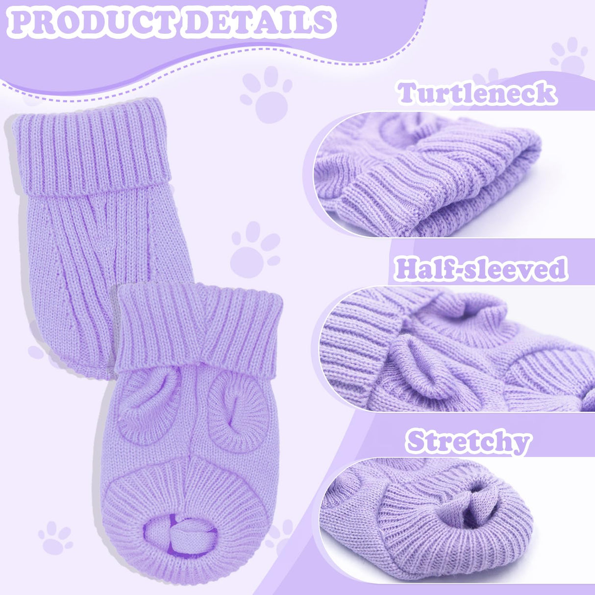 XS Dog Sweater 2-Pack, Turtleneck Knitwear Dog Sweater for Small Dogs Girl Teacup Chihuahua Yorkie Warm Winter Pet Puppy Clothes Kitten Cat Sweater for 2.2-3.5 lbs Dogs