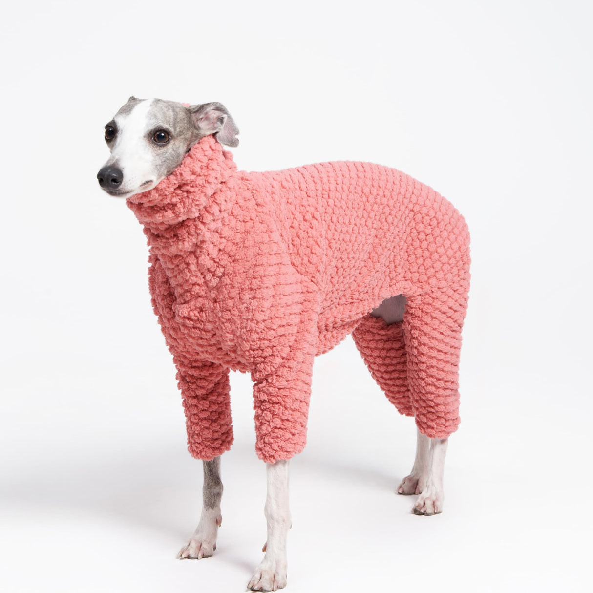 ESCCBOO Fluffy Soft Fleece Jumper Pyjamas for Italian Greyhound Whippet Dogs, Turtleneck Warm Fleece Dog Onesie, Coat, Jammies, Jumpsuit, Romper (Pink, X-Large)