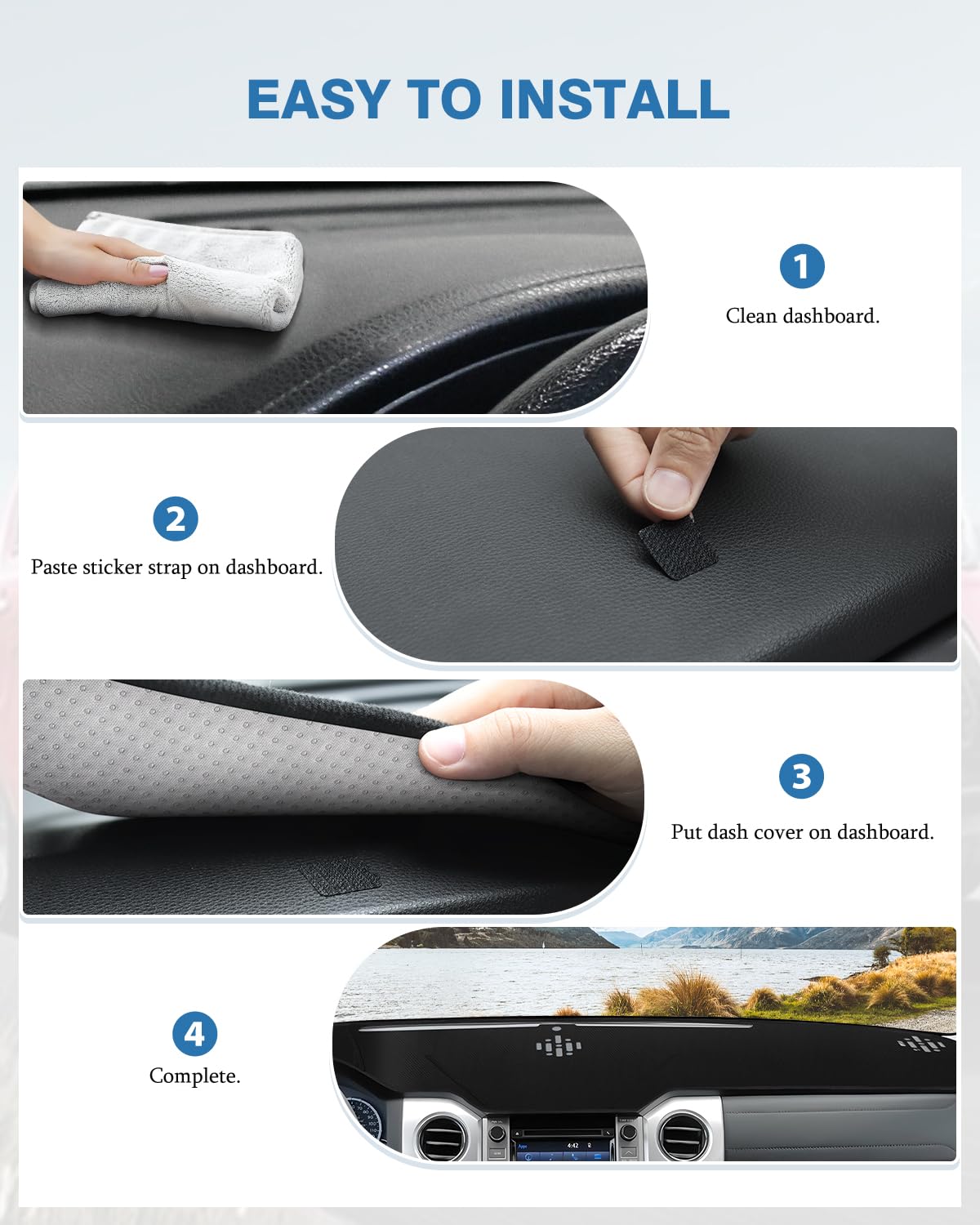 FIILINES Dash Cover Compatible with Chevy Chevrolet Tahoe Suburban/GMC Sierra Yukon 2015-2020 Dashboard Mat Cover Sunshade Nonslip Mesh Protector No Glare Accessories