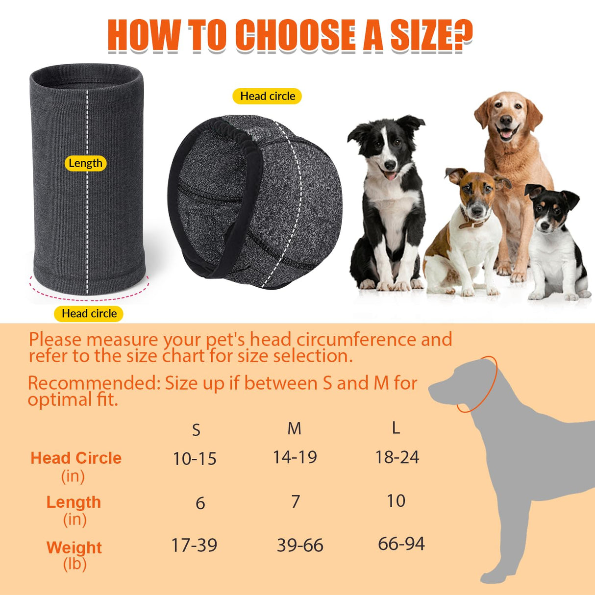 SlowTon Quiet Ears Dog Hoodie - 2 Pcs Ear Wrap Dog Ear Muffs Noise Protection, Anxiety Relief Dogs Hat Calming Hood Head Cover, Pet Headband Dogs Ear Protector for Grooming, Force Drying (Grey,S)
