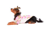 Hawaiian Matching Pattern Dog Aloha Shirt in Pink Hibiscus Vine in White Size Small