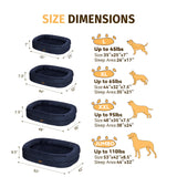 Orthopedic Waterproof Large Dog Bed: Memory Foam Washable Dog Bed with Bolsters - XXL Orthopedic Removable Cover for Medium Large Sized Pet - Non-Slip Bottom - Navy