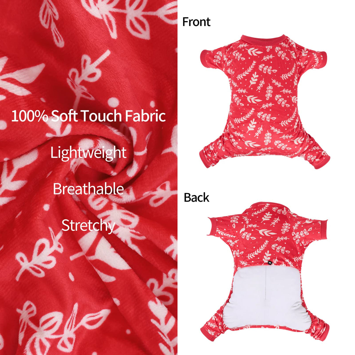 CuteBone Dog Xmas Pajamas P18XL, Polyester, X-Large, Animal Print, Elastic Waist