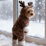 Dog Christmas Reindeer Cosplay Outfit, Cute Dog Hoodies Winter Sweatshirt for Puppy, Warm Pet Costume Clothing for Small Dogs (Small)