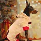 KYEESE Dog Christmas Pajamas with Reindeer Antler Hood, Pet Onesie for Large Dogs, Soft Plush Warm Dog Pjs, Red Buffalo Check Holiday Pet Onesie, Cute Festive Outfit, XXX-Large