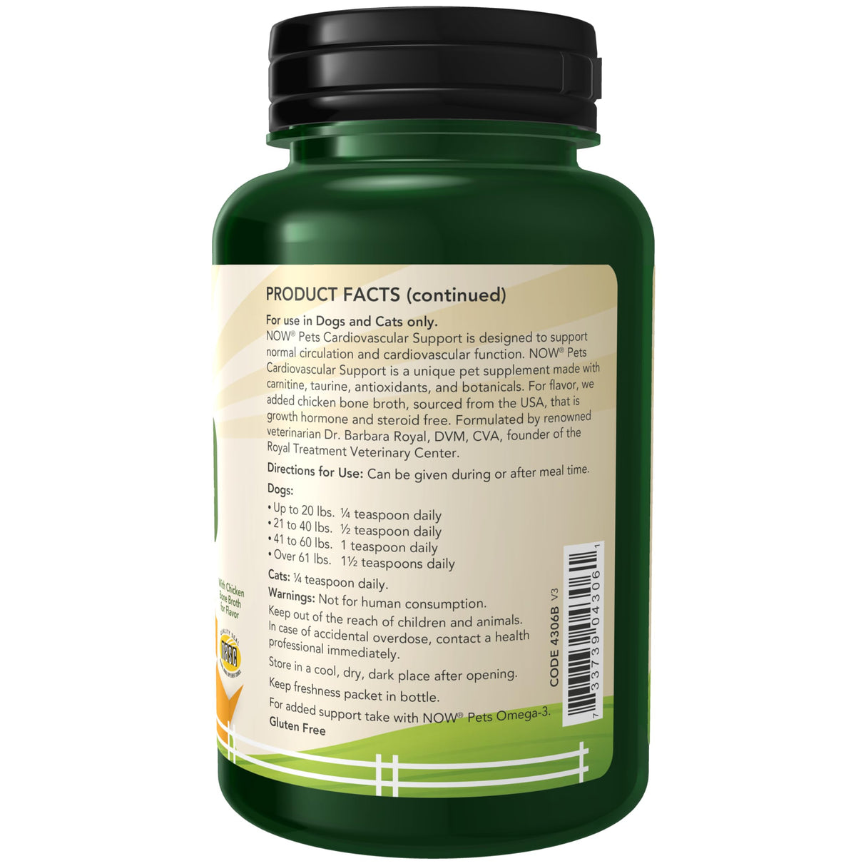 NOW Pet Health, Cardiovascular Support Supplement, Formulated for Cats & Dogs, NASC Certified, Powder, 4.5-Ounce