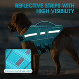 Dog Life Jacket Dog Life Vest for Swimming Boating with Detachable Front Chin Float High Buoyancy Pool Lifesaver Adjustable Reflective Ripstop Pet Preserver with Rescue Handle(Turquoise, XL)