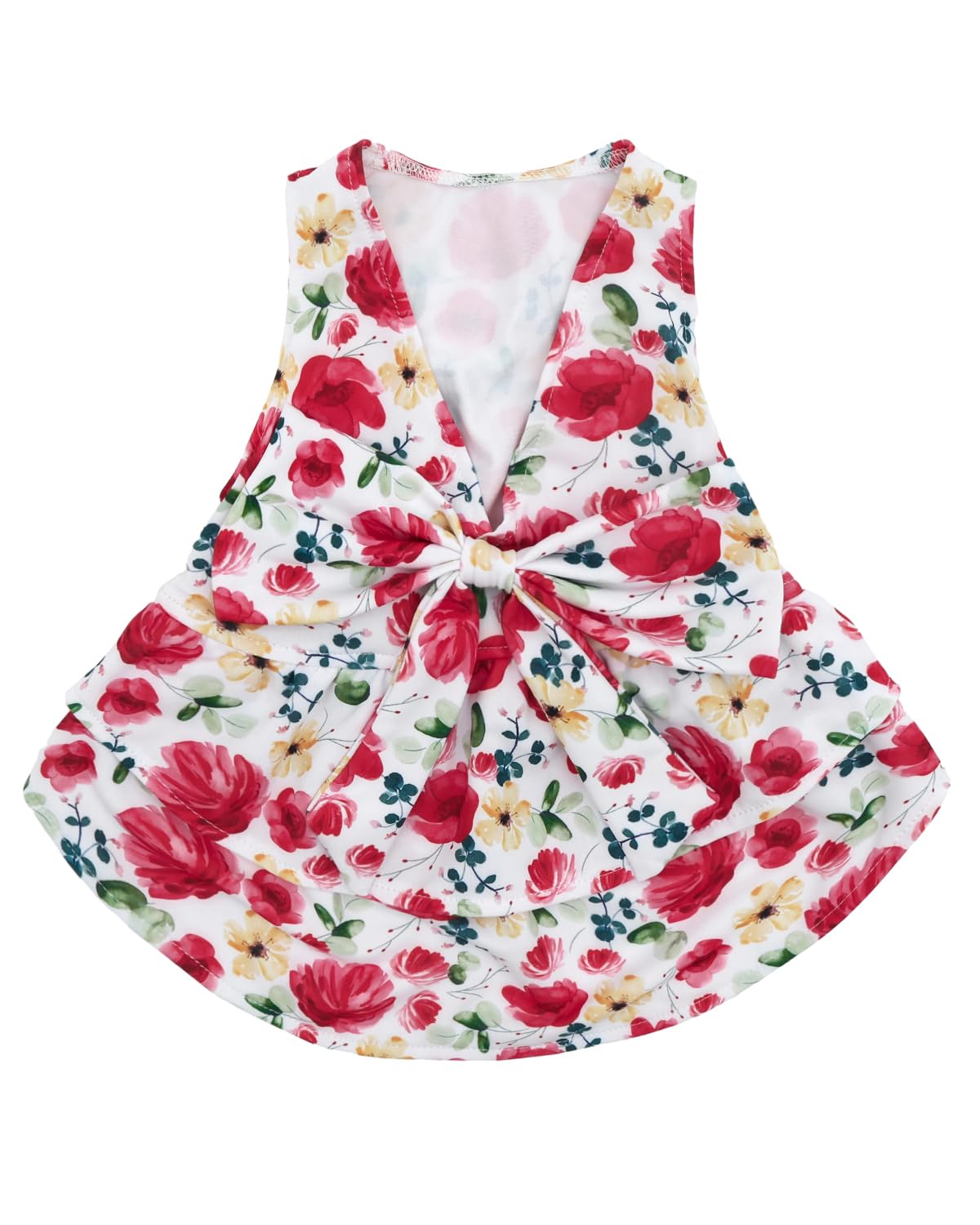 CuteBone UPF50+ Dog Dresses for Small Dogs, Summer Sleeveless Deep V-Back Pet Dress with Big Bow, Breathable Swimwear Fabric, Cooling Stretchy Puppy Clothes for Outdoor Wedding Party Beach DV02L
