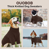 OUOBOB Large Dog Sweater - Turtleneck Thick Warm Doggie Christmas Sweater for Girl Boy Dogs (Brown L)