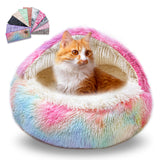 Dazzle Calming Dog & Cat Cave Bed with Washable, Anti-Slip Faux Fur Cover, Comfortable Warming Pet Bed for Small Medium Pets (24 * 24 inch)