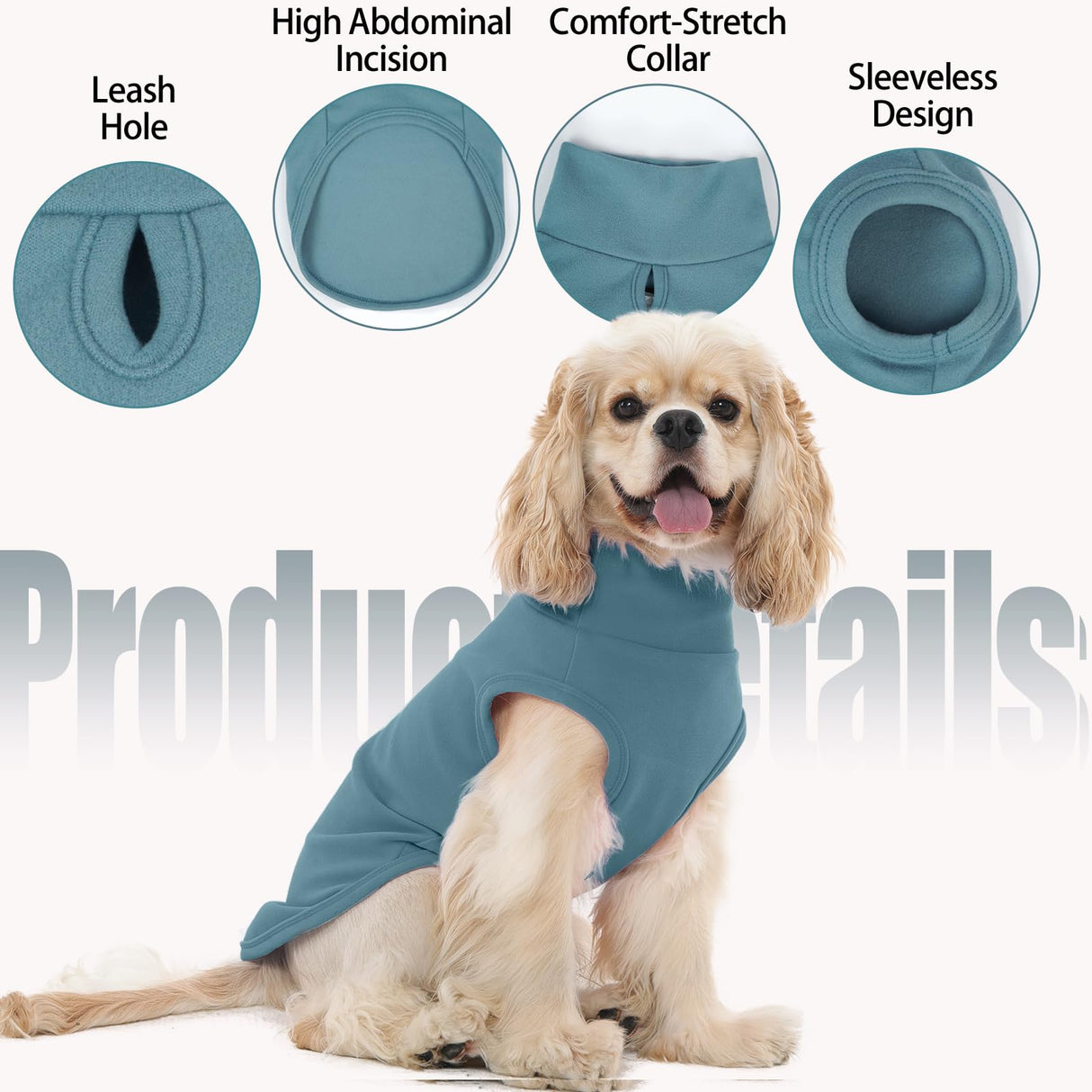 Leletail 2 Pack Dog Fleece Sweaters, Warm Dog Coat Fall/Winter Cozy Outfit, Stretchy Pet Sweatshirt Turtleneck Sleeveless with Leash Hole for Small Medium Large Dogs Indoor Outdoor (XS-2XL)