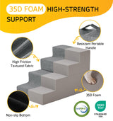 Dog Stairs for Small Dog Steps for Bed Ramps Stairs Extra Wide Steps for Bed Foam Stairs for Couch Sofa 35D Strong Support Pet Stairs Non-Slip Bottom Pet Steps to Get on Bed, Grey, 3 Steps