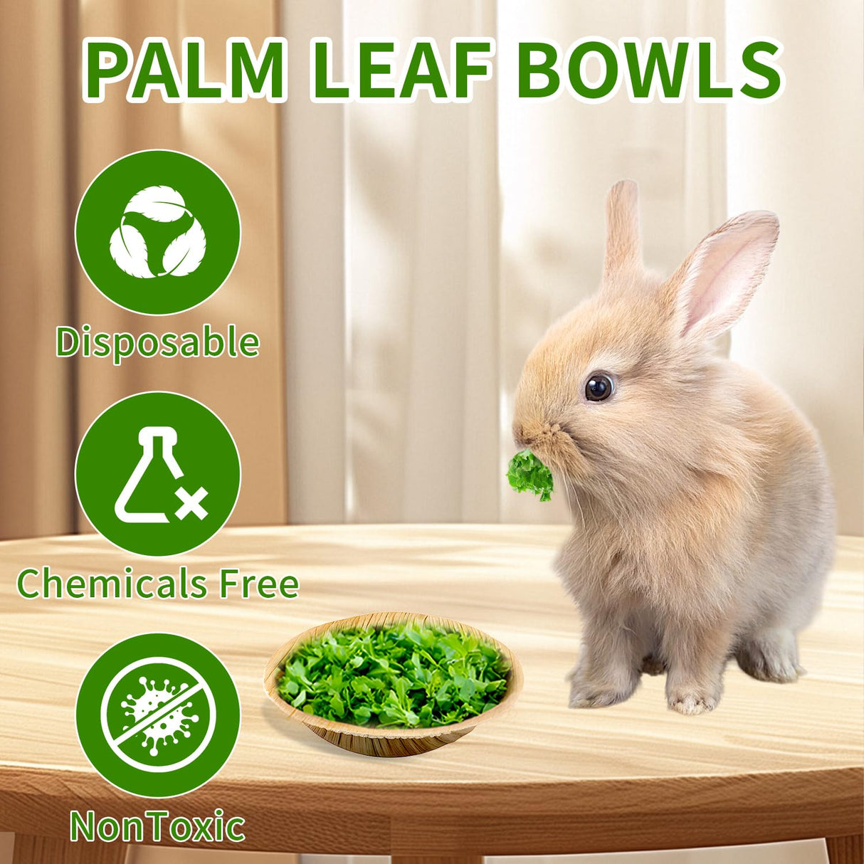 Jiaxix 30 Pcs Disposable Palm Leaf Bowls 4 inch Bowl for Rabbits, Compostable Like Bamboo Bowls Disposable Bowl Bunny Chew Toys Chewable Dish for Rabbits & Bunnies,Small Pets