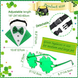 3PCS St. Patrick's Day Pet Costume Dog Top Hat Irish Tuxedo Bandana Green Collar Scarf Shamrock Sunglasses Kit Leprechaun Outfits for Medium Large Dogs Irish Party Lucky Dress Up Accessories