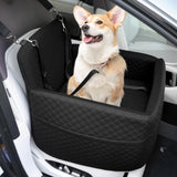 Petcozife Dog Car Seat for Small & Medium Dogs Under 35lbs, Detachable & Washable Pet Car Seat, Interior Height 6 Inches Pet Travel Bed with Storage Pockets and 2 Dog Safety Belts (Black)