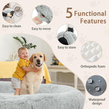 ROOMTEC Human Dog Bed, 71''x45''x12'' Size Fits Adult and Pet Washable Giant People Bed 10 CM Thick Memory Foam Large Oversize Pet Bed with Plump Pillow, Blanket, Strap - Grey