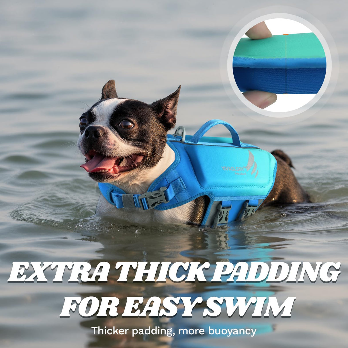 VIVAGLORY High Buoyancy Dog Life Vest, Swimming Vest with Handle, Dog Life Jacket for Swimming & Boating, Buoyancy for Puppy Doggy, S, Turquoise