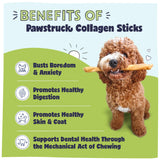 Pawstruck Natural Large 12" Beef Collagen Sticks for Dogs – Long-Lasting Rawhide Alternative, High Protein Treats with Chondroitin & Glucosamine – 5 Pack