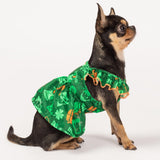 Fitwarm St Patricks Day Ruffle Dog Dress, Lucky Dog Clothes for Small Dogs Girl, Funny Pet Outfit, Green, Orange, Small