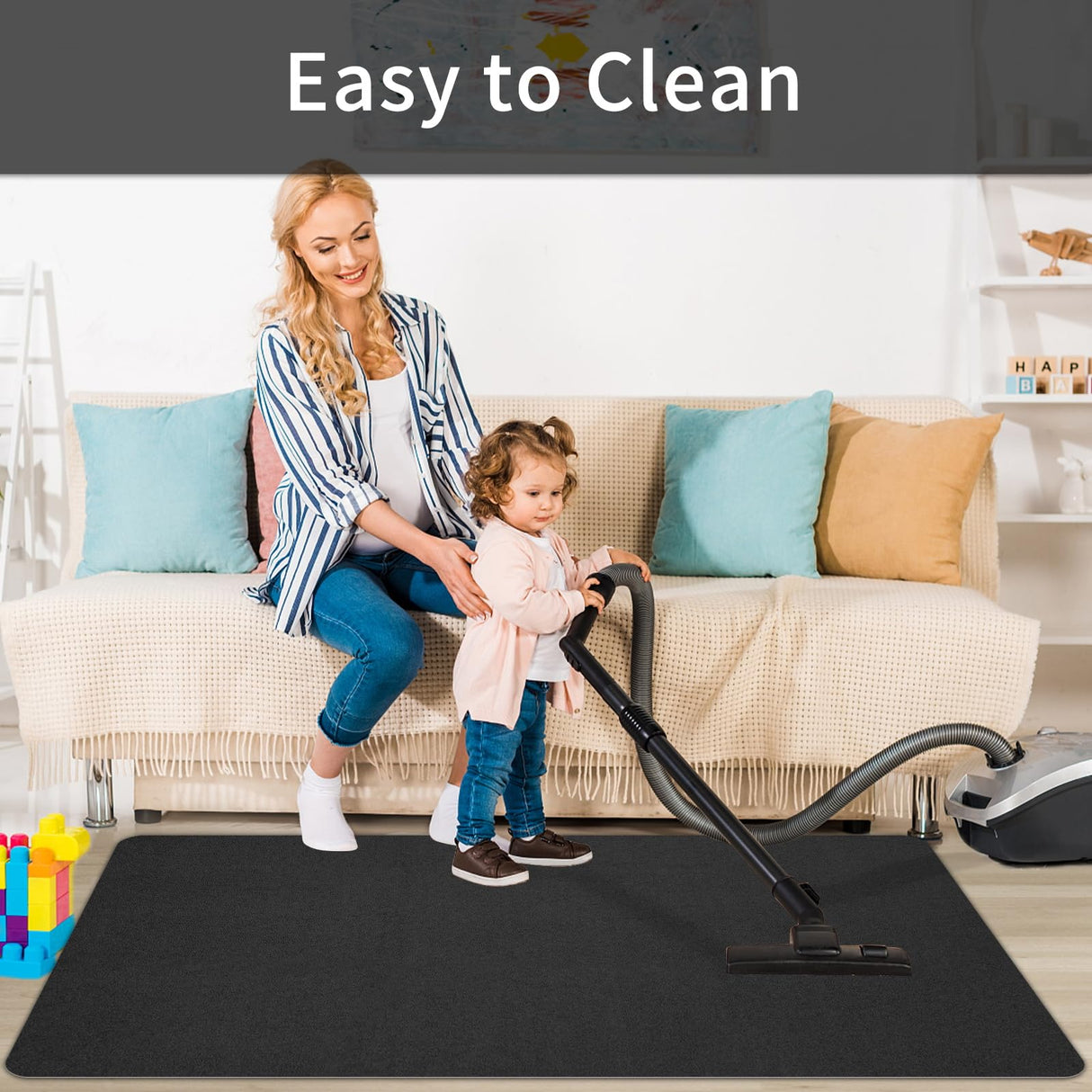 SHAREWIN Office Chair Mat for Hardwood/Tile Floor, 47"x36" Computer Gaming Chair Mat, Under Desk Low Pile Office Rug, Easy-Clean Floor Protector Mat, Black