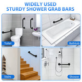 2 Pack Shower Grab Bar, Stainless Steel Bathroom Grab Bar, Shower Handle, Bath Handle, Grab Bars for Handicap Elderly Seniors Bathroom Safety Grab Bar (18 Inch，Black)