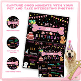 Dog Party Supplies Decorations - Cute Bandana, Let's Pawty Banner, Cake Topper, Hat, Pink Bowtie, Tutu Skirt, Paw Balloon for Birthday Celebration