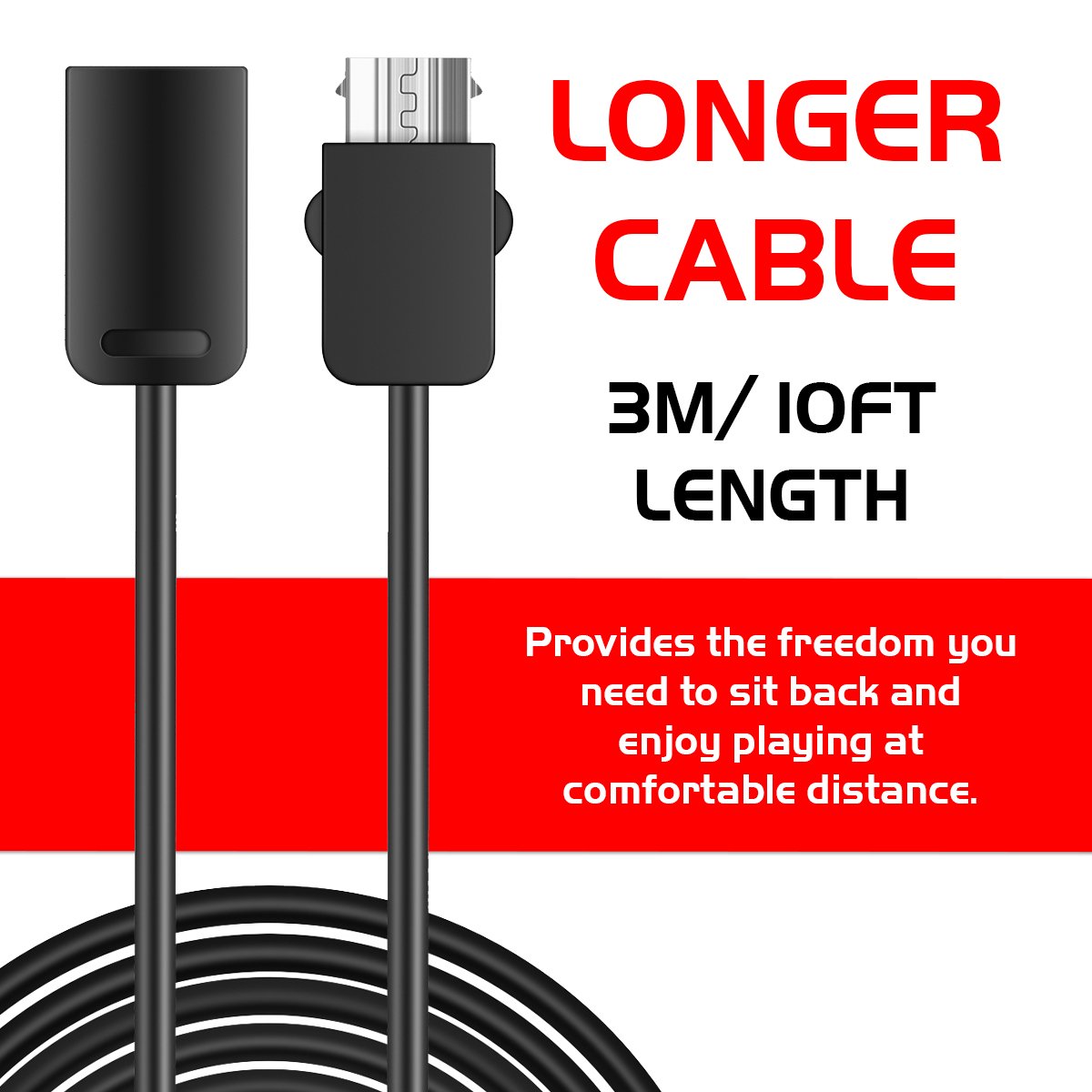 NES Classic Controller Extension Cable 3M / 10ft (2-Pack), SNES Extension Power Cord Compatibility Nintendo SNES Classic Edition Controller (2017) and Mini NES Classic Edition (2016), Wii, Wii U