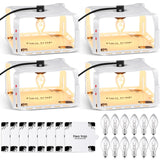 Qualirey 4 Pieces Flea Traps with 8 Sticky Disc 12 Bulbs 4 Electric Wires Flea Traps for Inside Your Home Safe Flea Light Trap for Indoor Safe to Pets and Kids (White,Square Flea Trap)